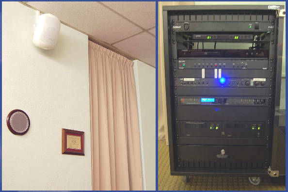 Altoparlanti laterali per effetto cinema - rack di controllo
